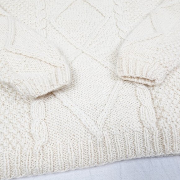 YETI Hand Knit Wool Sweater Women's XL Chunky Thick Cable Knit Pullover - Picture 5 of 10